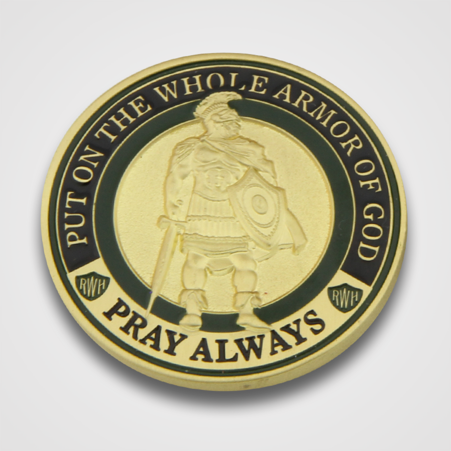 Antique Gold Armor of God Coin - Front