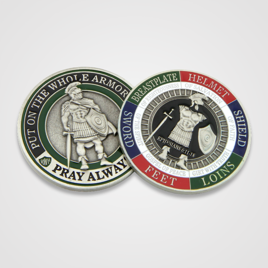 Antique Silver Armor of God Coin - Back