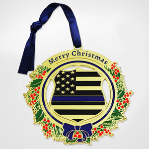 Blue Line Wreath Ornament