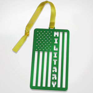 Green Metallic Military Flag Ornament