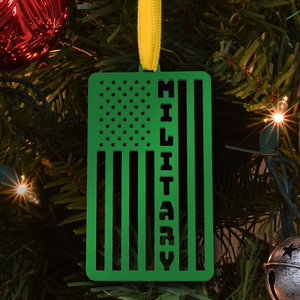 Green Metallic Military Flag Ornament